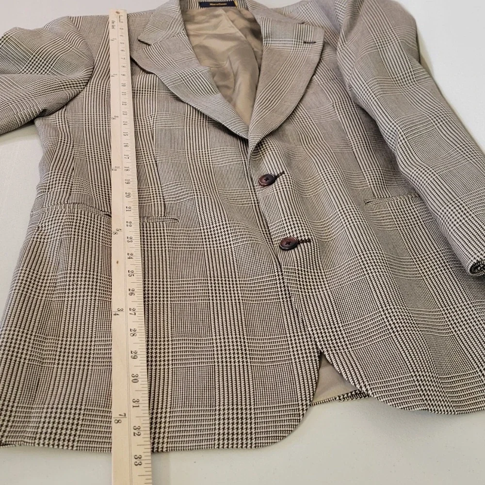 Chaps Ralph Lauren Mens Plaid Blazer Jacket 42R Silk‎ Wool Blend Made in Canada